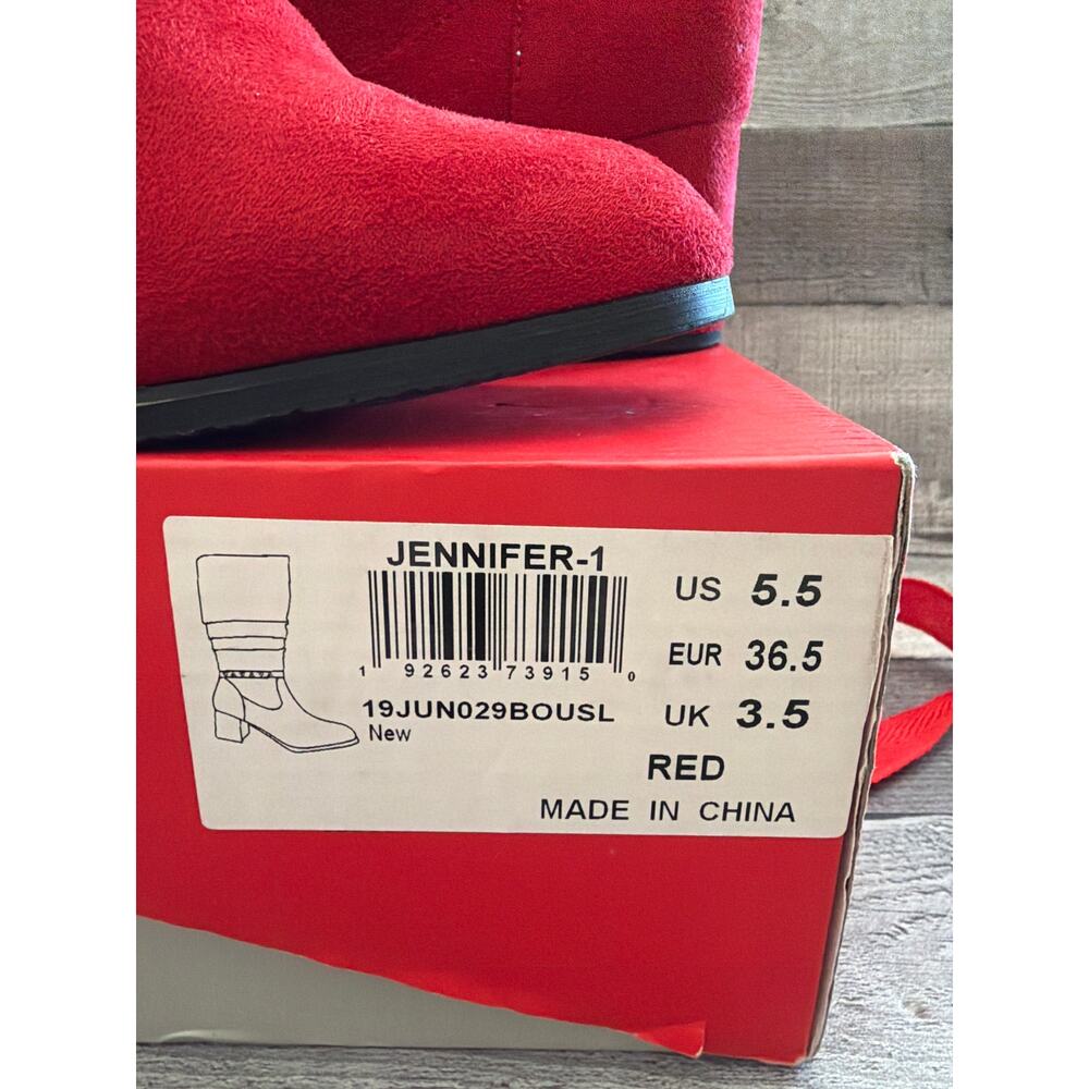 Dream Paris Jennifer-1 Red Tall Full Zip Silver Bling Boots Women’s 5.5 NIB Gift - Picture 10 of 10